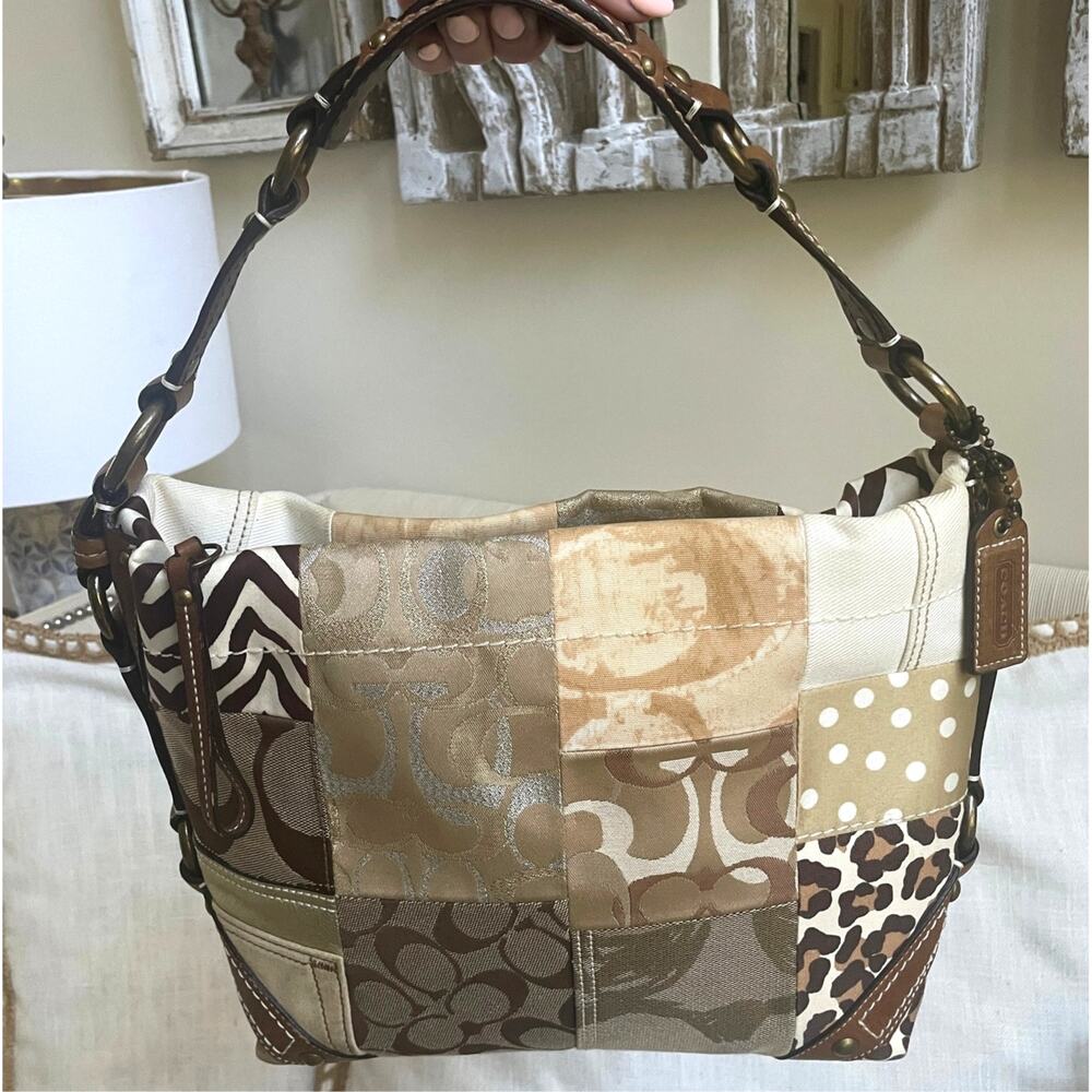 RARE Coach Carly Patchwork Hobo Bag 10814 | Leopard Polka Dot Y2K NWOT